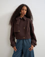 Topshop cropped wool blend trench in brown