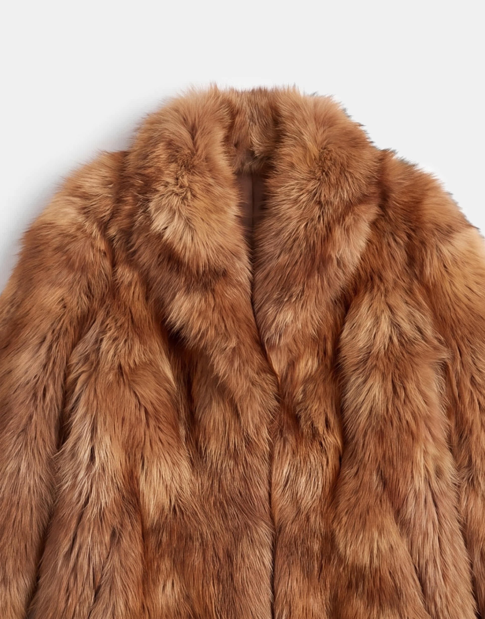 Topshop collarless mid length faux fur coat in multi