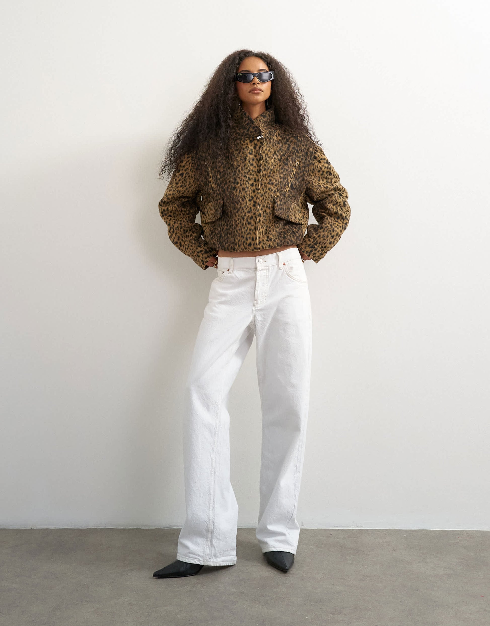 Topshop animal printed wool blend jacket