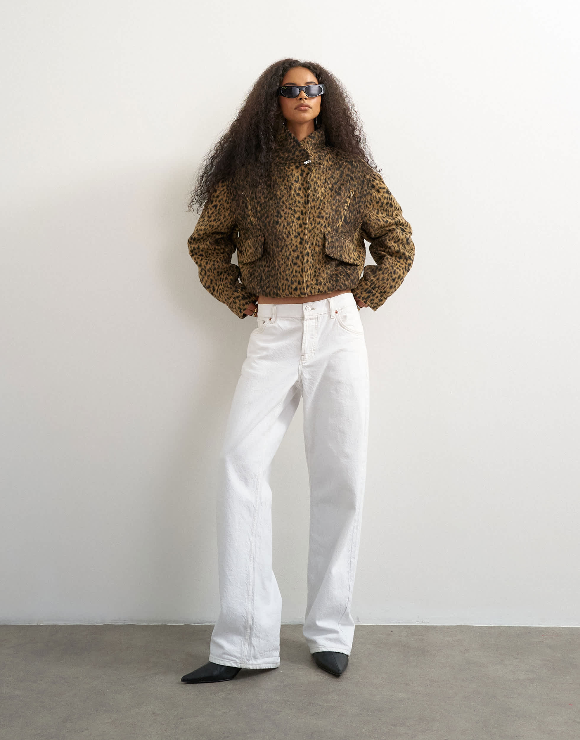 Topshop animal printed wool blend jacket
