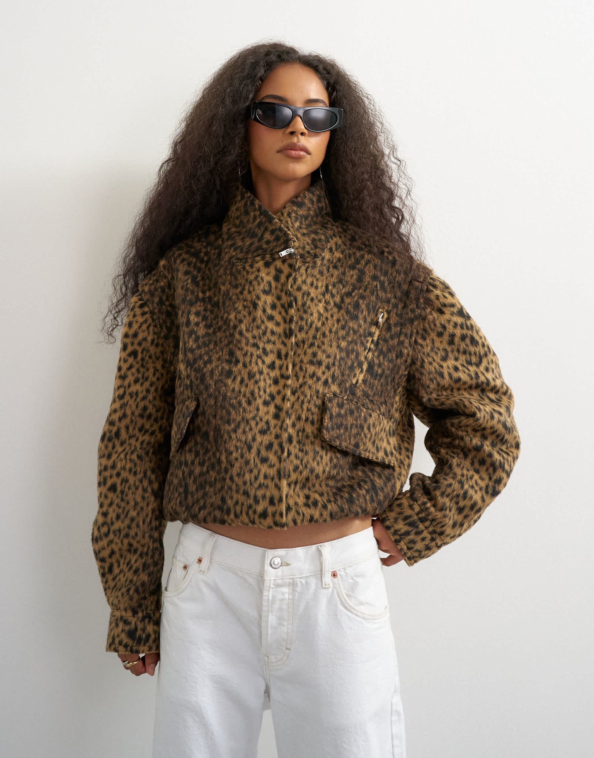 Topshop animal printed wool blend jacket