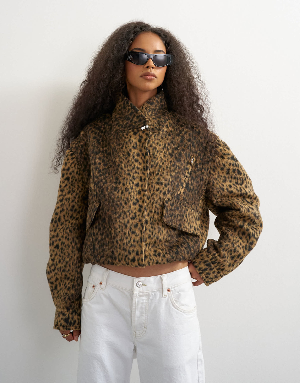Topshop animal printed wool blend jacket