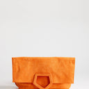 Topshop Gregry oversized folded clutch bag in orange suedette