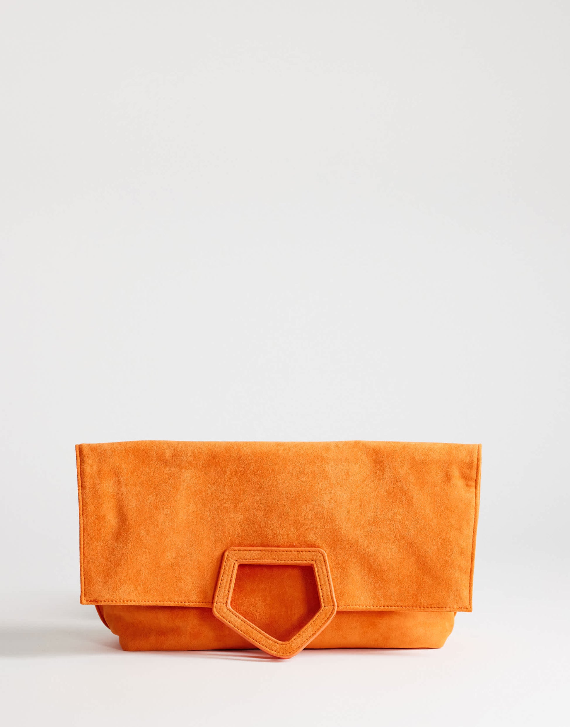 Topshop Gregry oversized folded clutch bag in orange suedette
