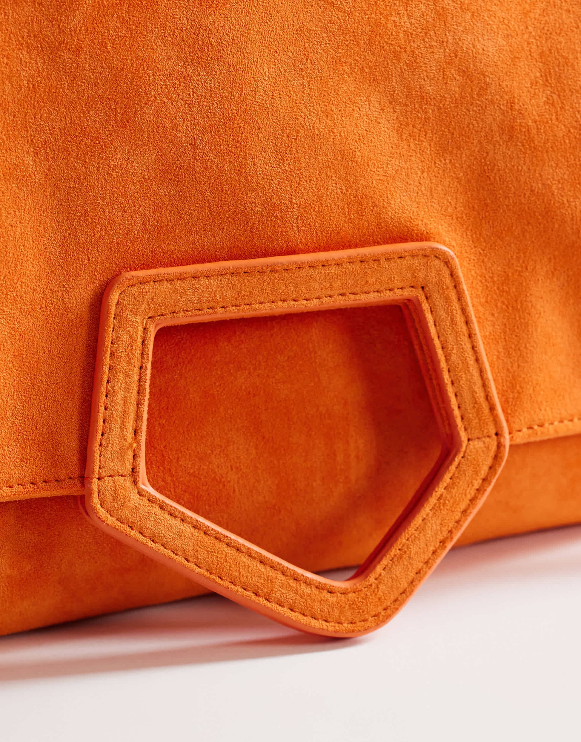 Topshop Gregry oversized folded clutch bag in orange suedette