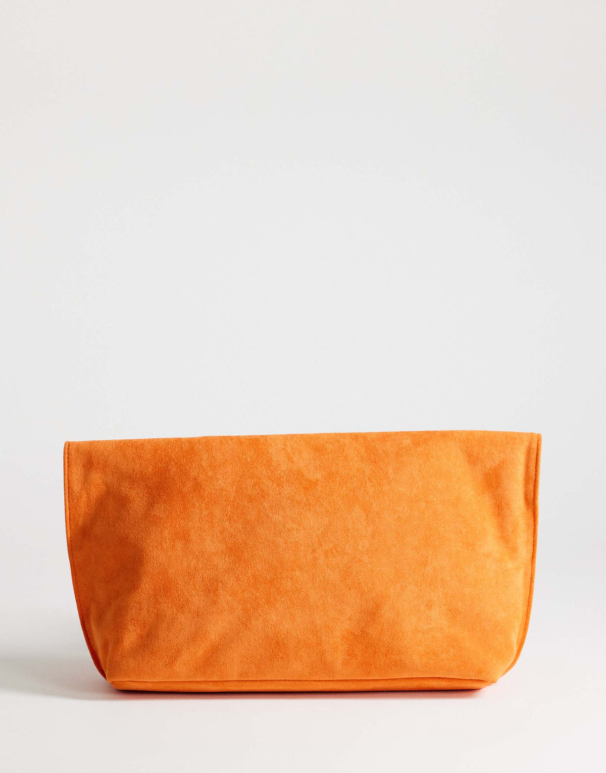 Topshop Gregry oversized folded clutch bag in orange suedette