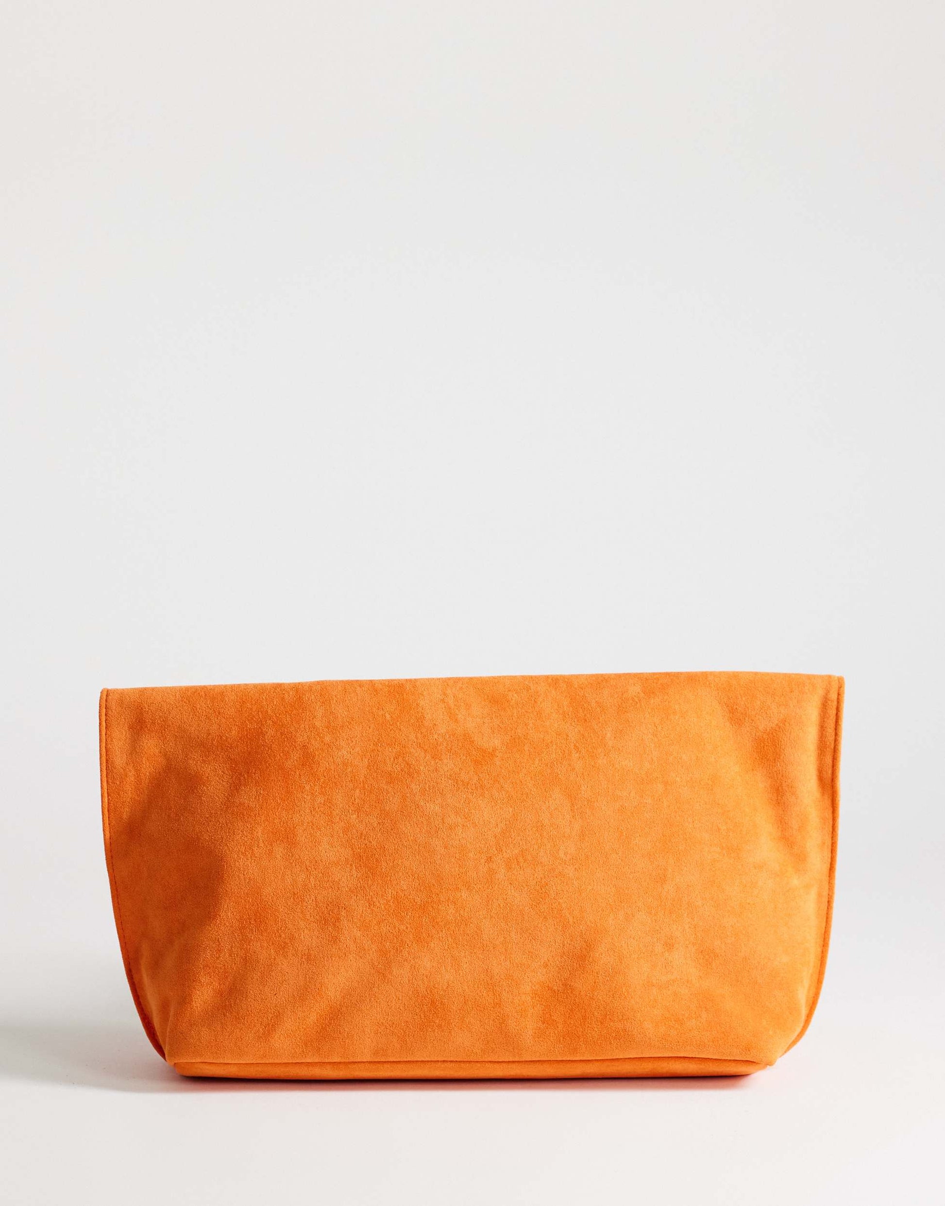 Topshop Gregry oversized folded clutch bag in orange suedette