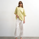 Topshop „Amalfi“ besticktes Oversize-T-Shirt mit Grafikprint in Lindgrün