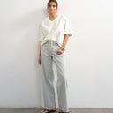 Topshop Cinch low rise relaxed jean in blue and white stripe