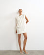 Topshop clean structured shoulder pad mini dress in off white