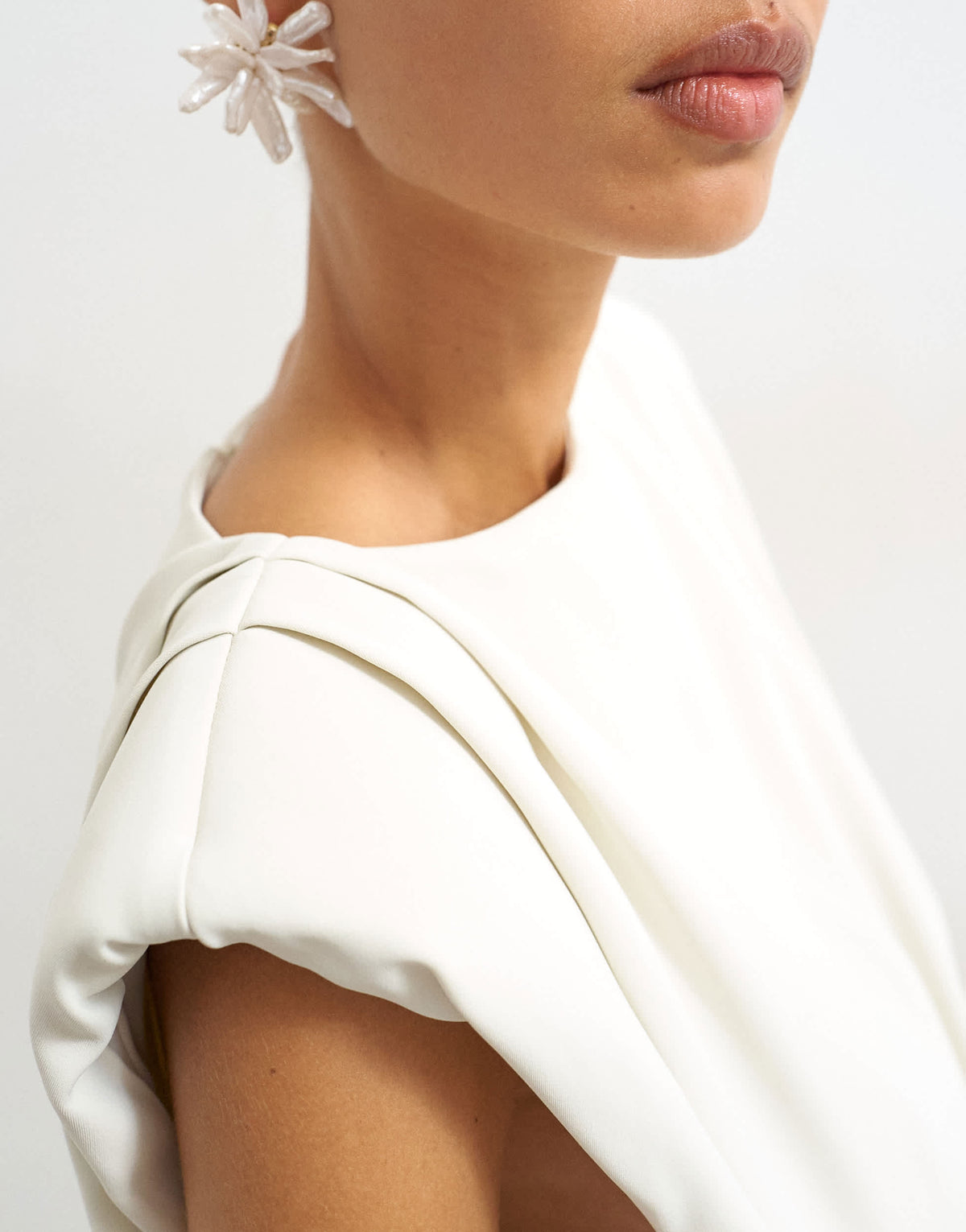 Topshop clean structured shoulder pad mini dress in off white