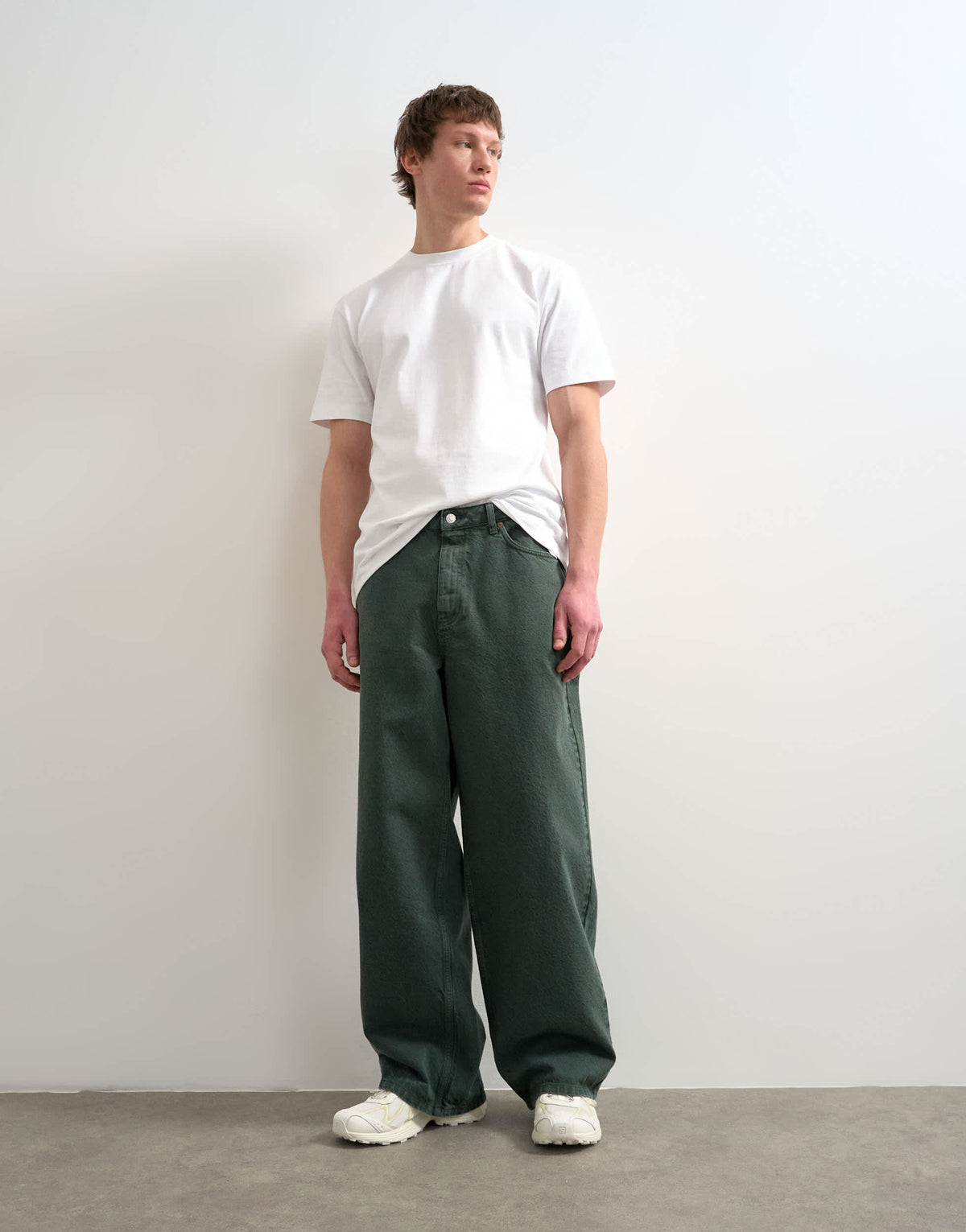 Topman rigid baggy jean in green