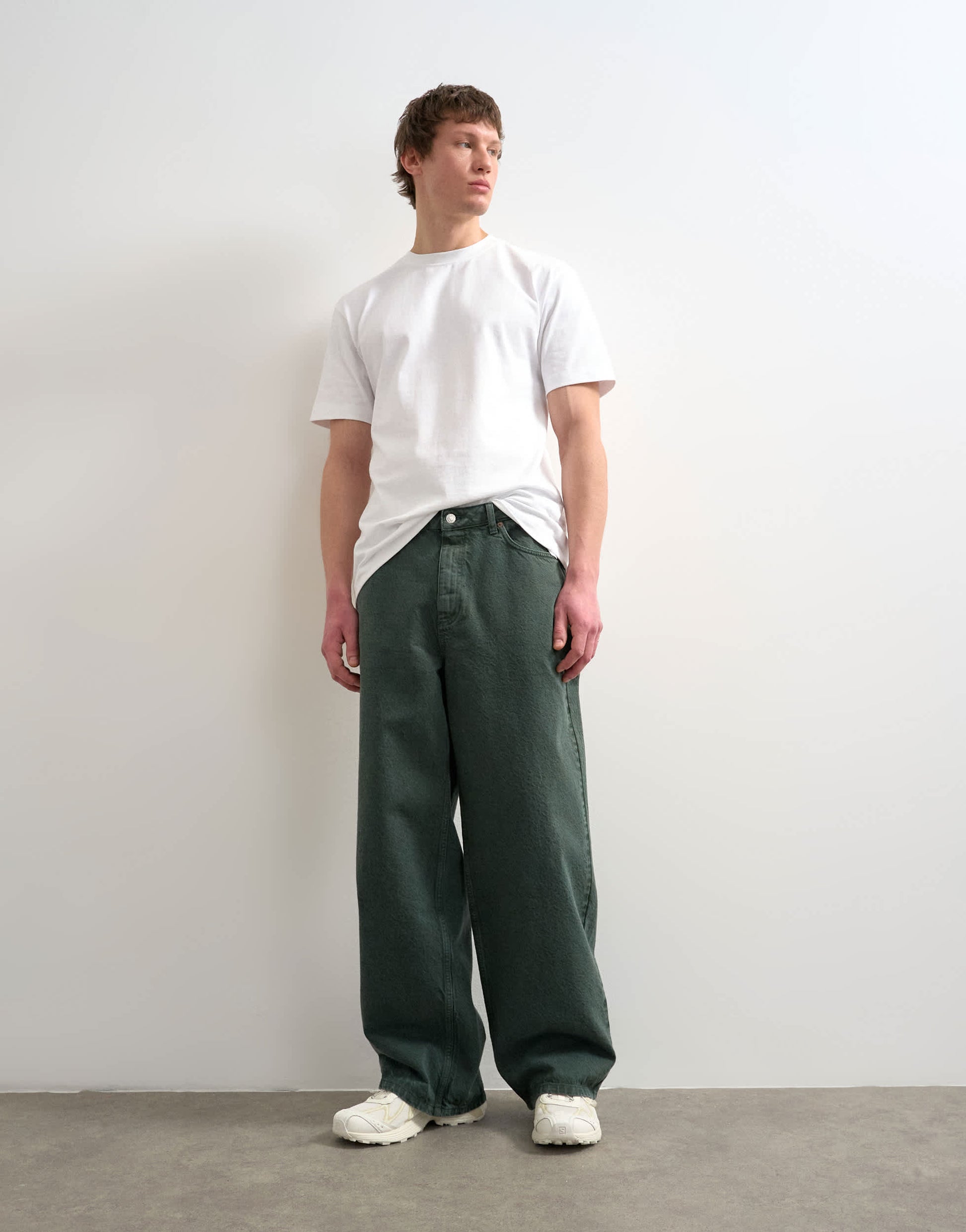 Topman rigid baggy jean in green