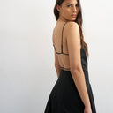 Topshop poplin square neck open back barrel midi dress in black