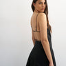 Topshop poplin square neck open back barrel midi dress in black