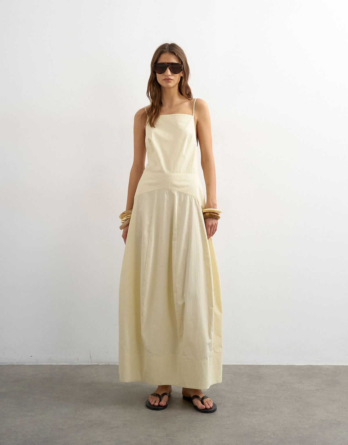 Topshop poplin square neck open back barrel midi sundress in black