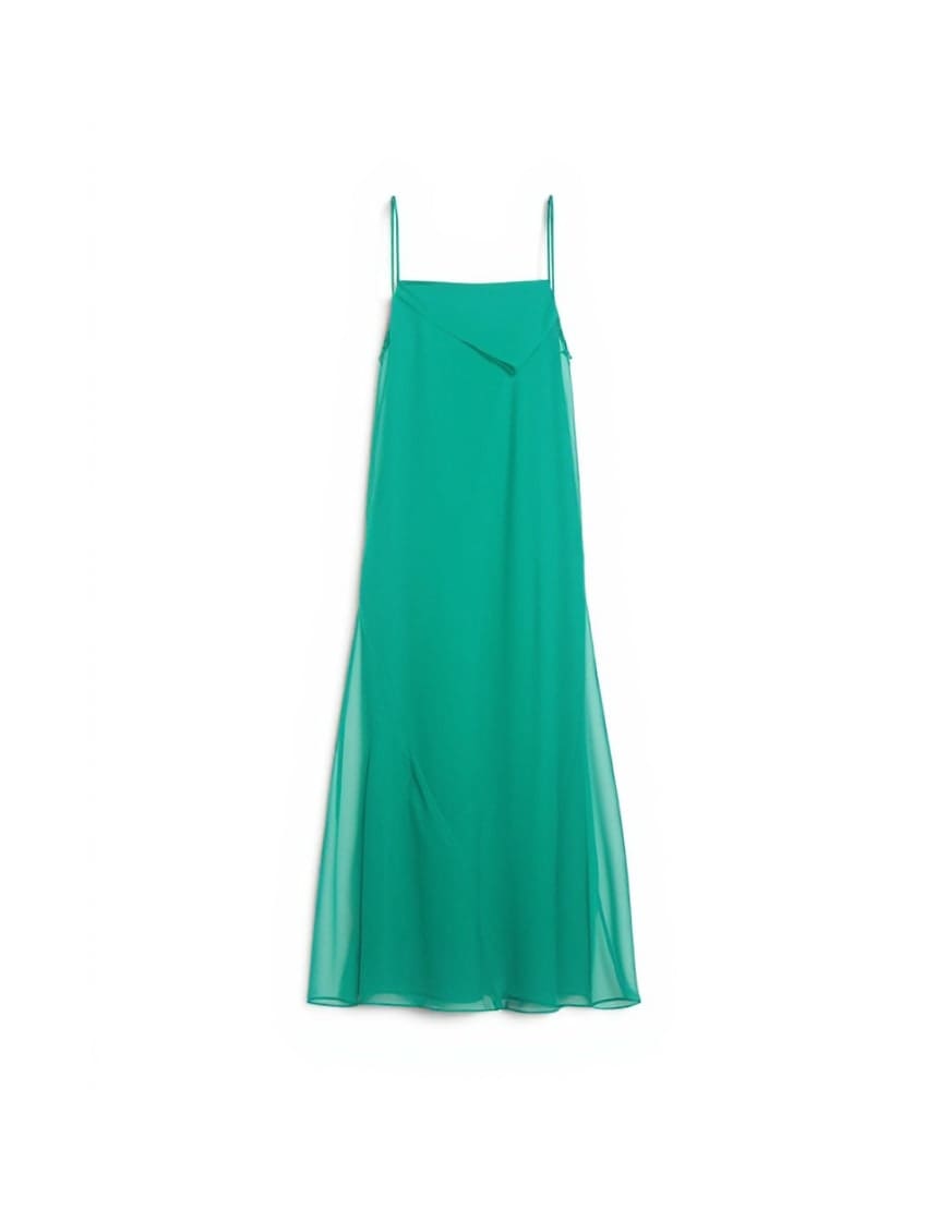 Topshop folded bust organza maxi dress in emerald