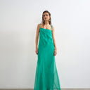 Topshop folded bust organza maxi dress in emerald
