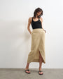 Topshop linen wrap maxi skirt in taupe