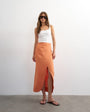Topshop linen wrap maxi skirt in dusted clay