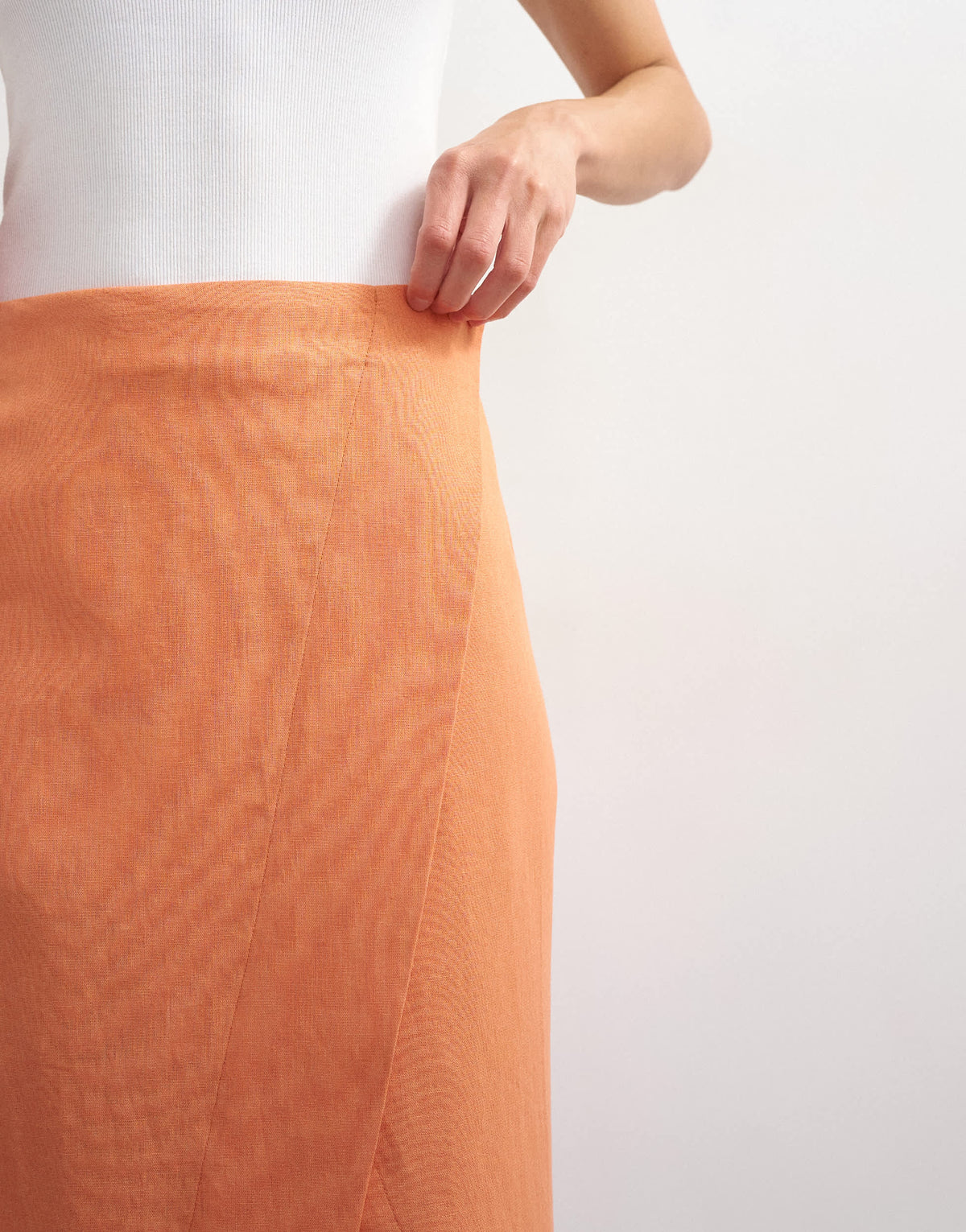 Topshop linen wrap maxi skirt in dusted clay