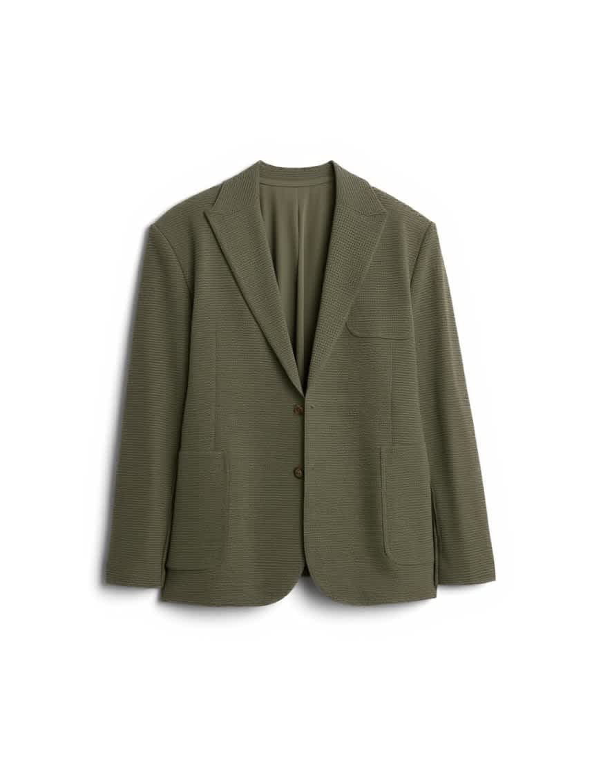 Topman oversized fit deconstructed seersucker blazer in khaki