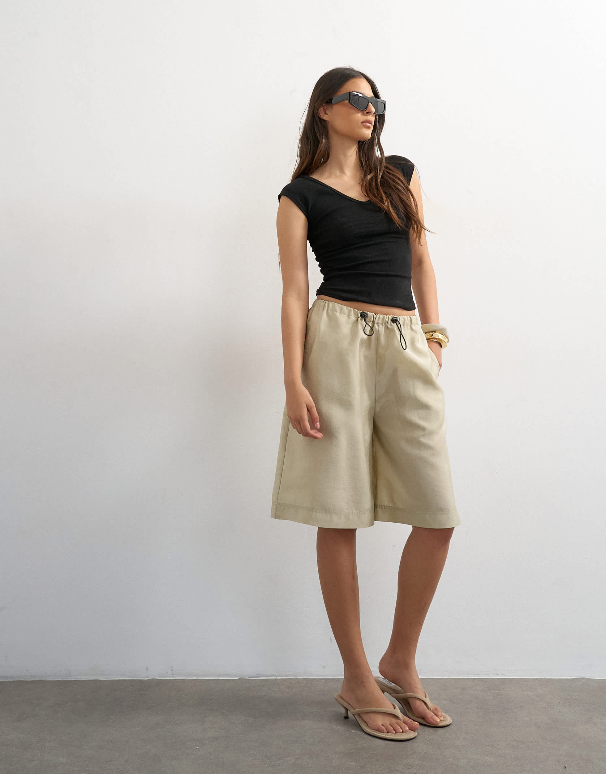 Topshop taffeta A line longline short in oyster