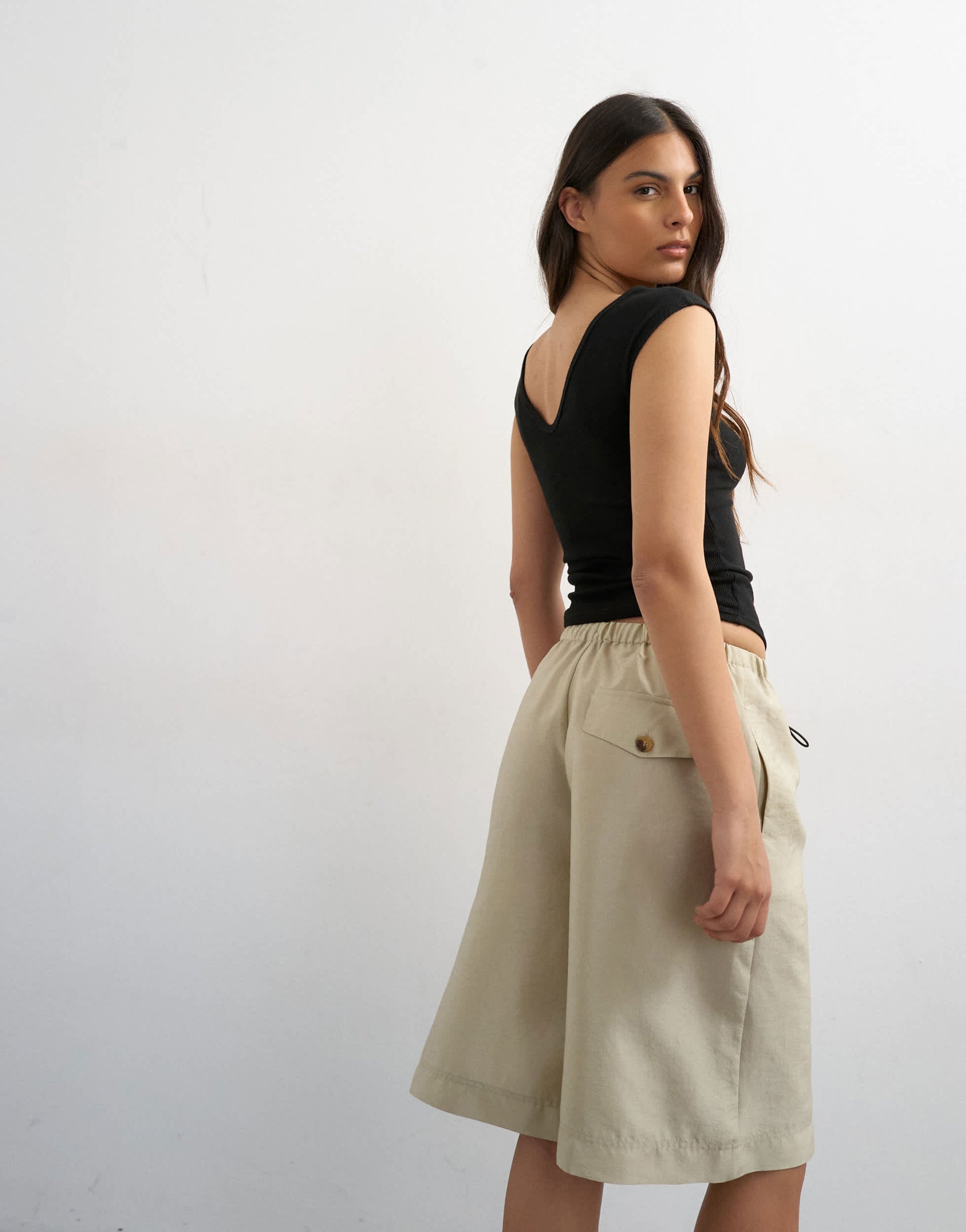 Topshop taffeta A line longline short in oyster