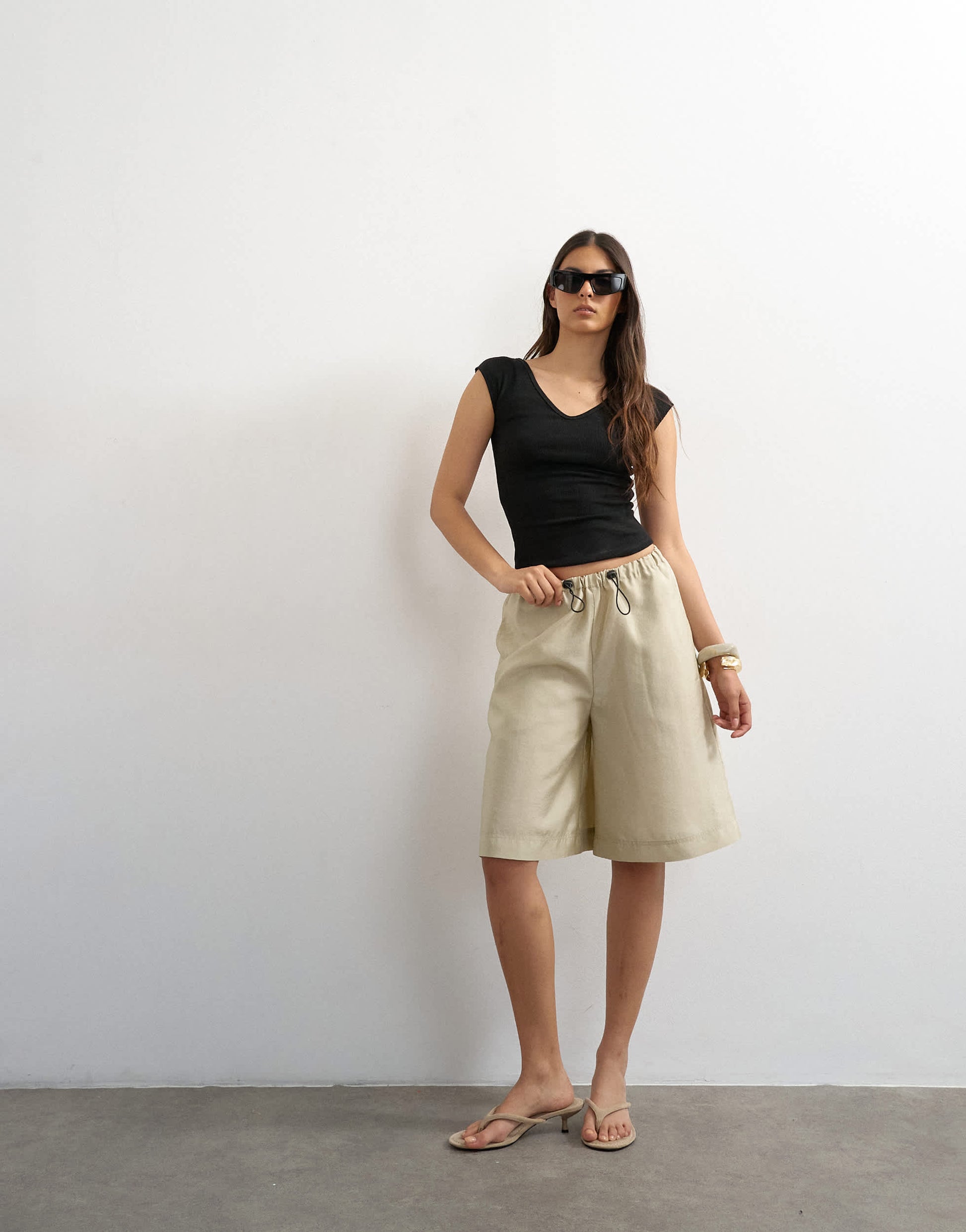 Topshop taffeta A line longline short in oyster