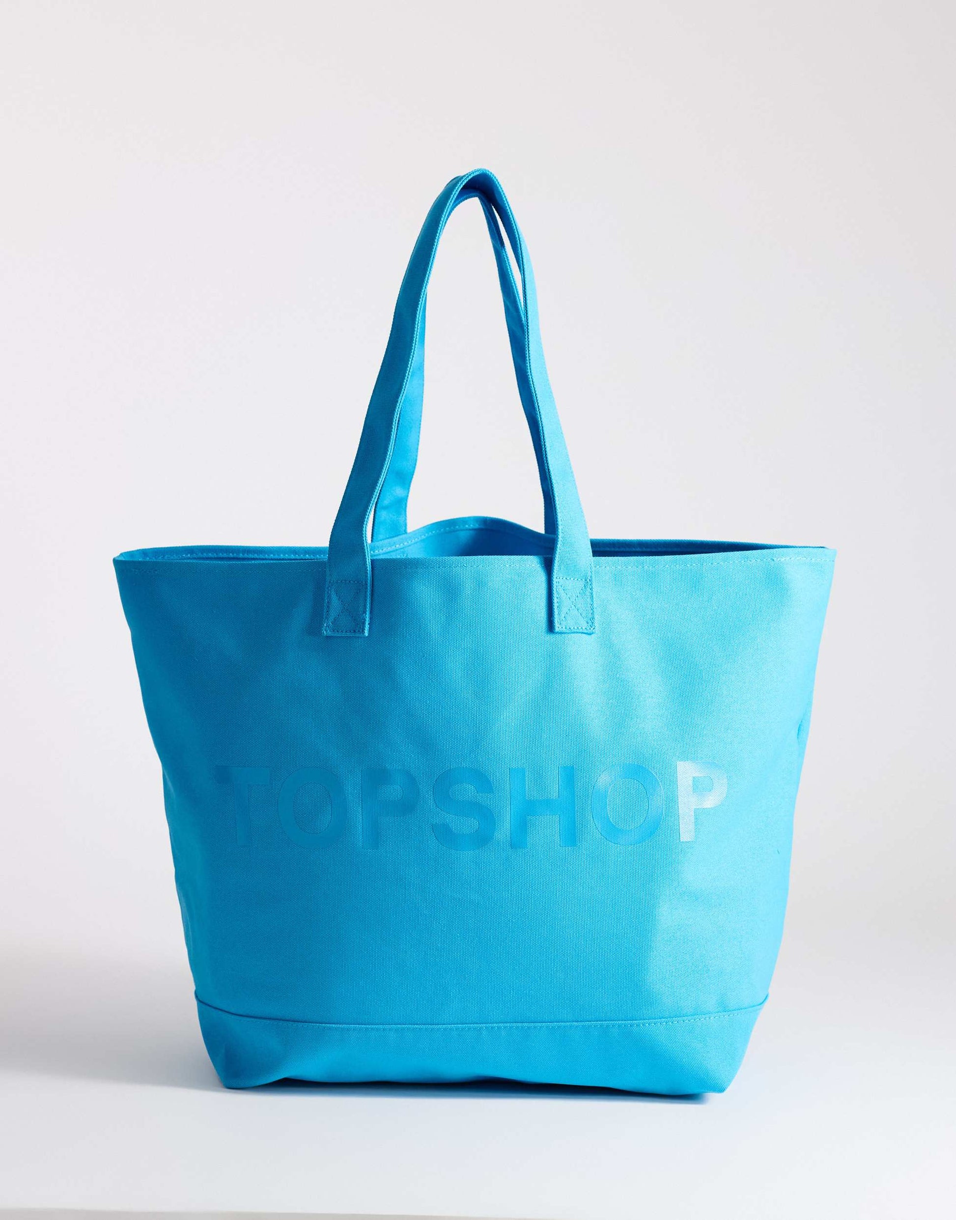 Topshop large canvas tote bag in turquoise 