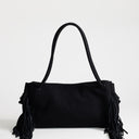 Topshop Maisie large shoulder bag with real leather tassels in black