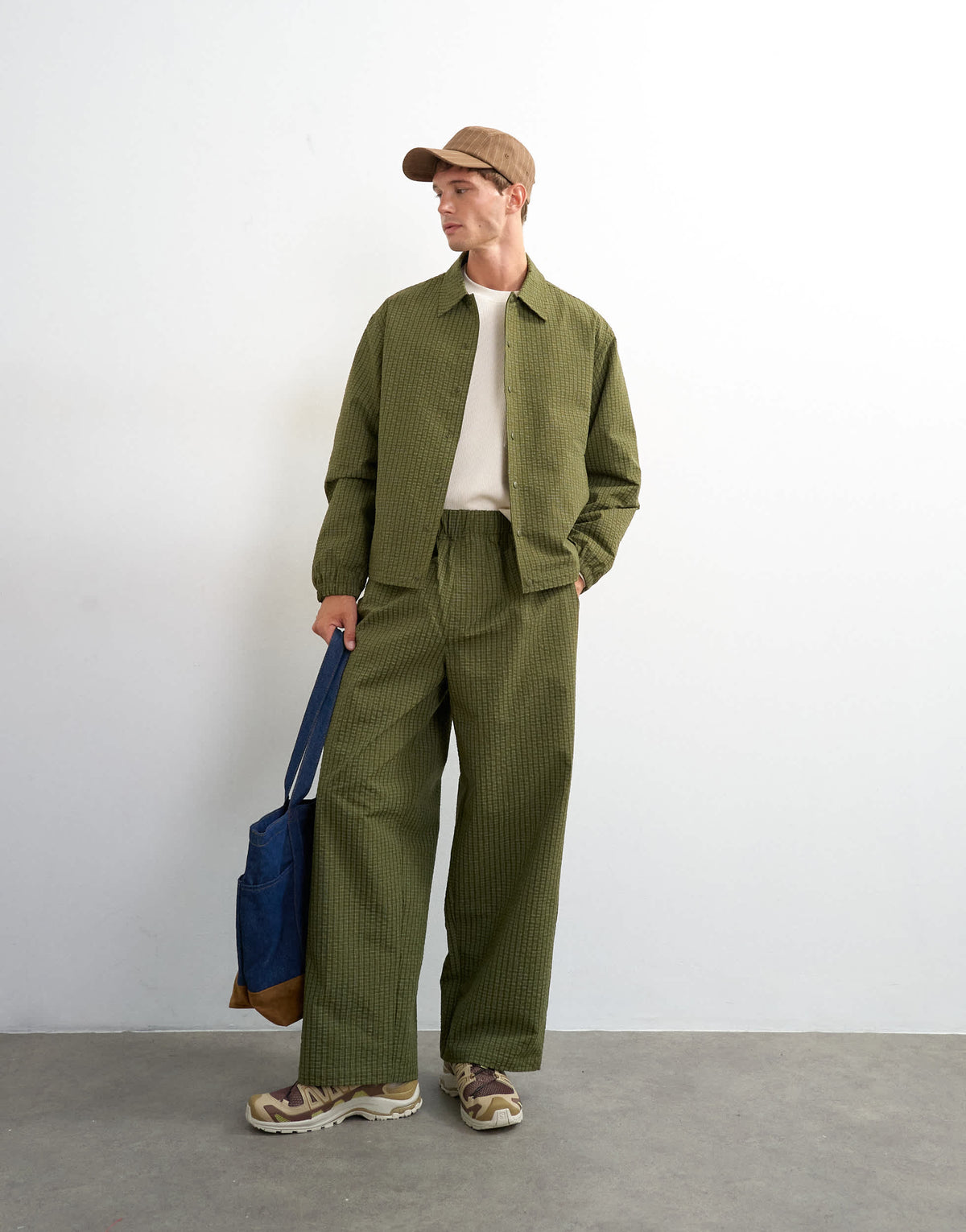 Topman oversized fit nylon ripstop harrington jacket in green