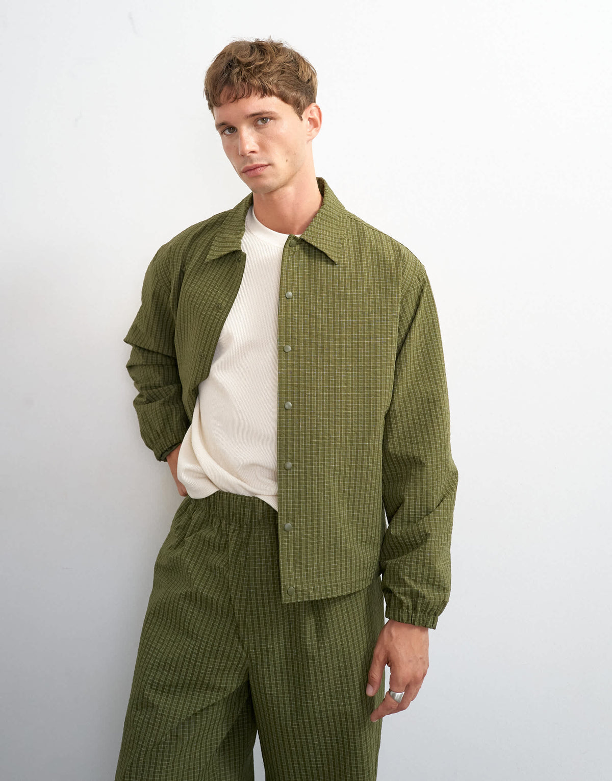 Topman oversized fit nylon ripstop harrington jacket in green