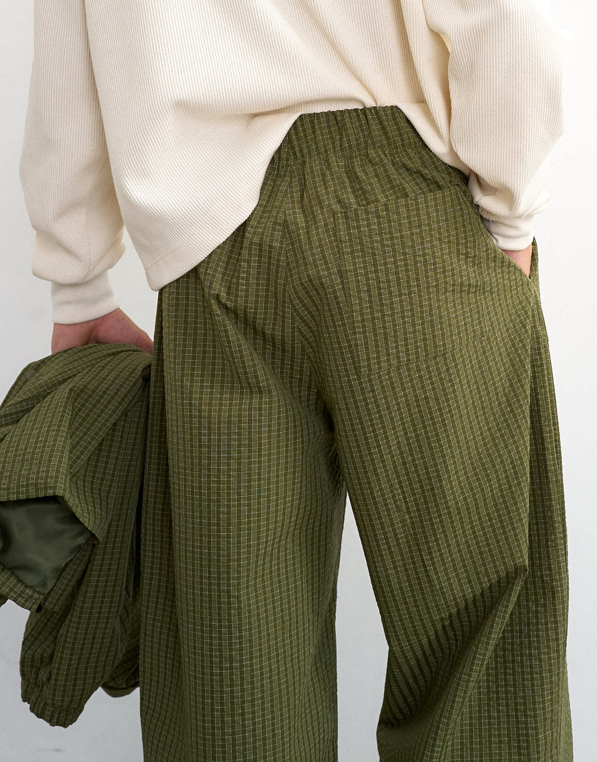 Topman baggy fit nylon ripstop trouser in green
