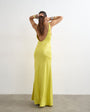 Topshop satin bias halter neck open scoop back maxi dress in lime