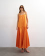 Topshop satin seamed maxi dress with piped edges in russet orange