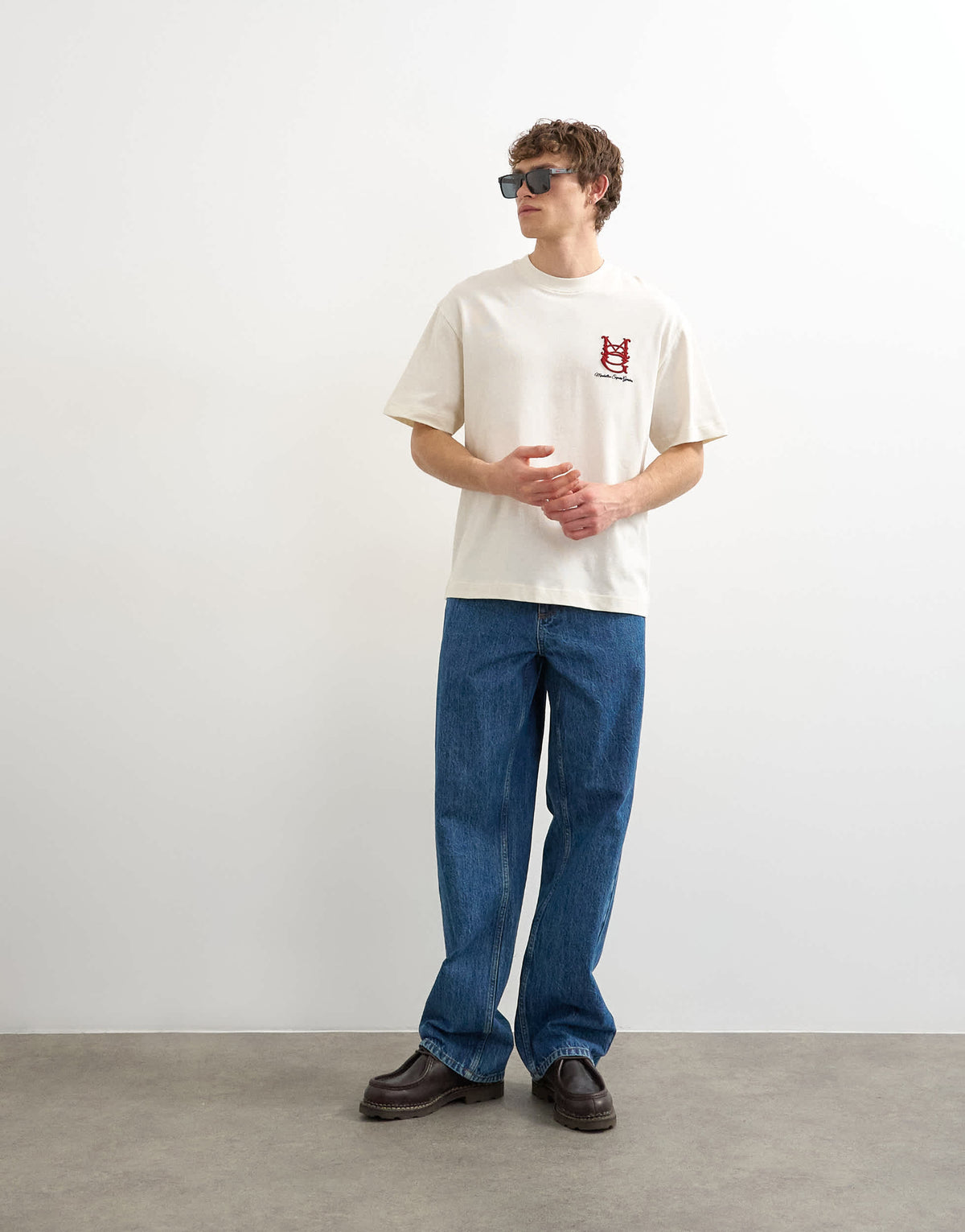 Topman relaxed fit t-shirt with Manhattan embroidery in ecru