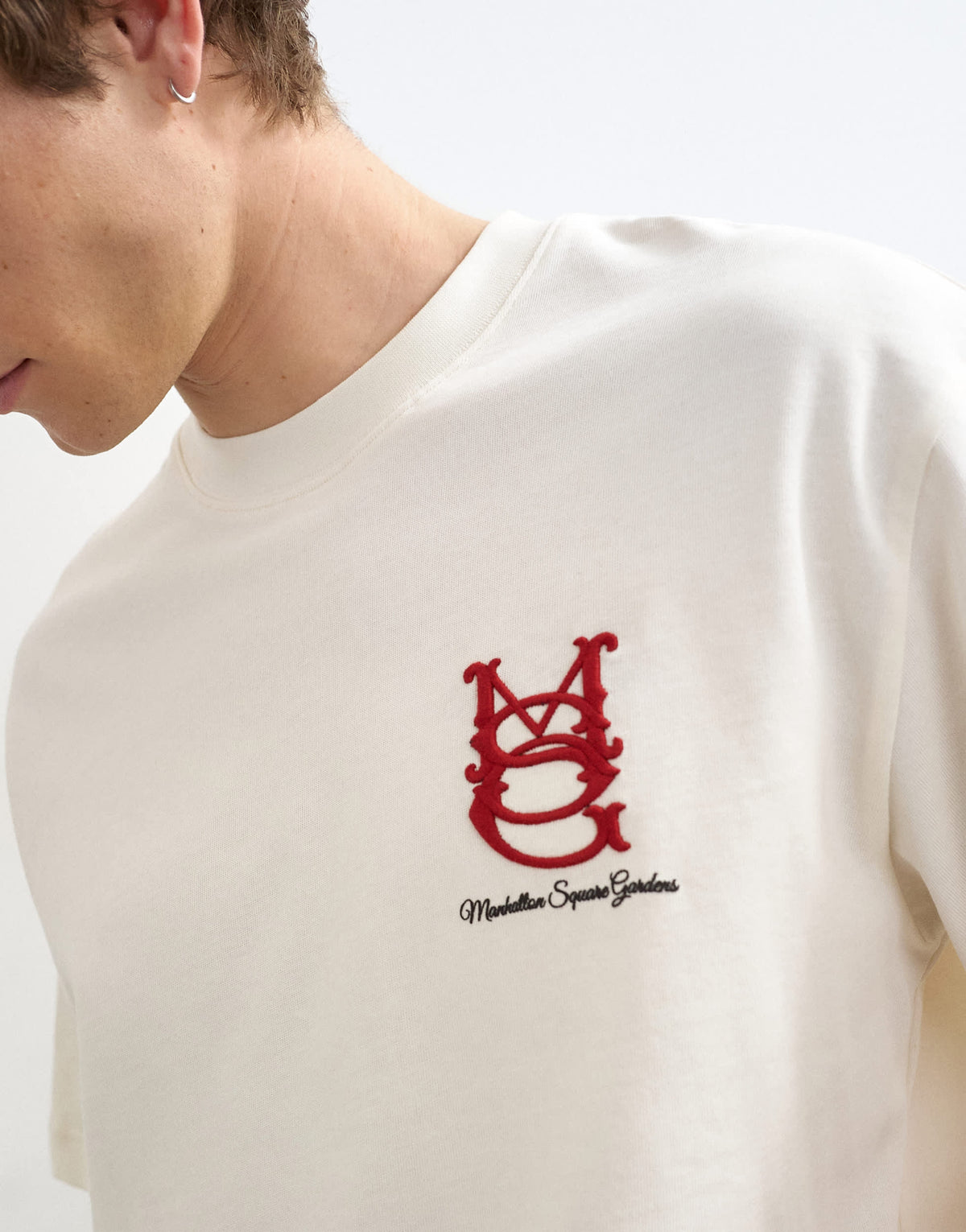 Topman relaxed fit t-shirt with Manhattan embroidery in ecru