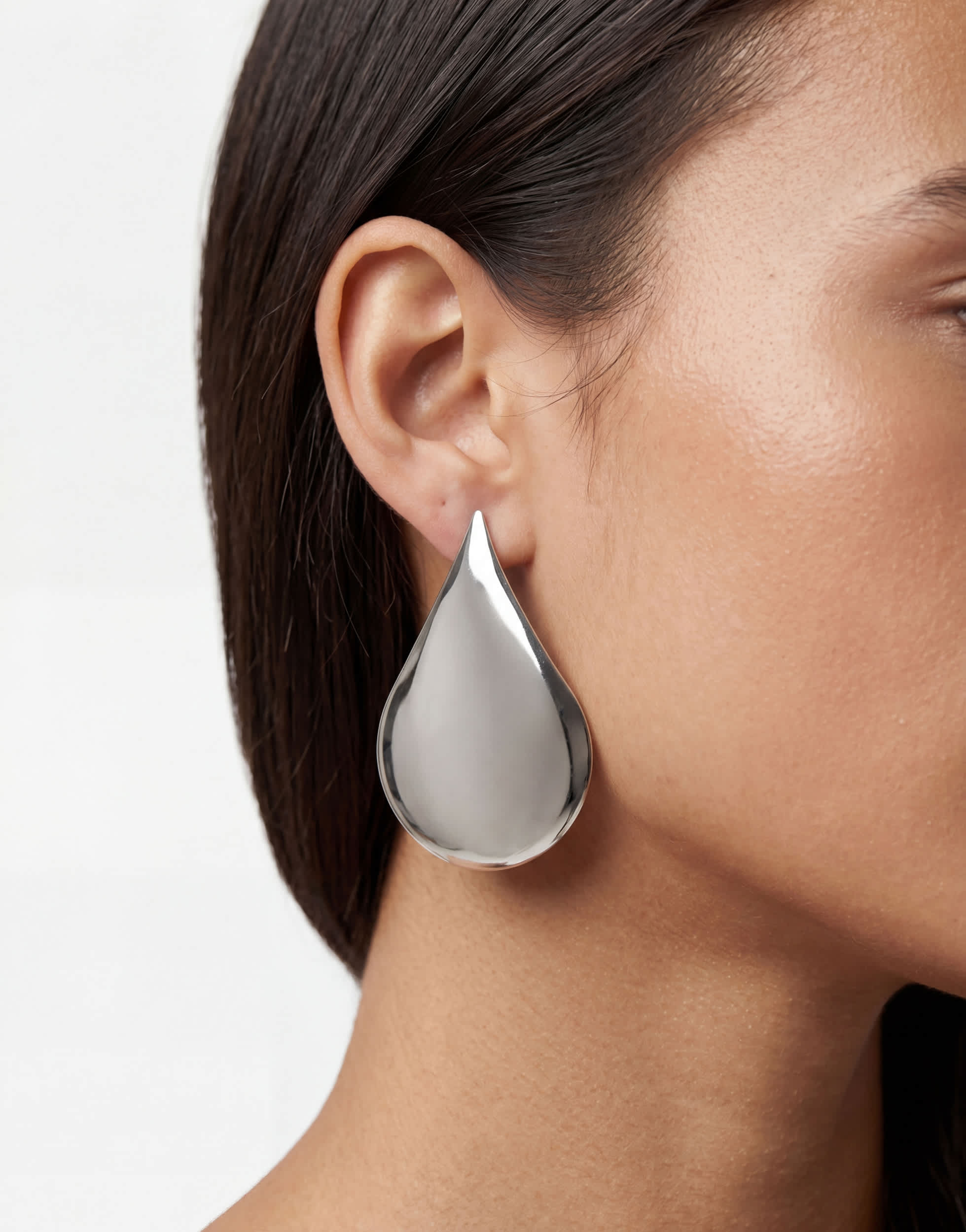 Topshop Cher statement teardrop stud earrings in silver tone