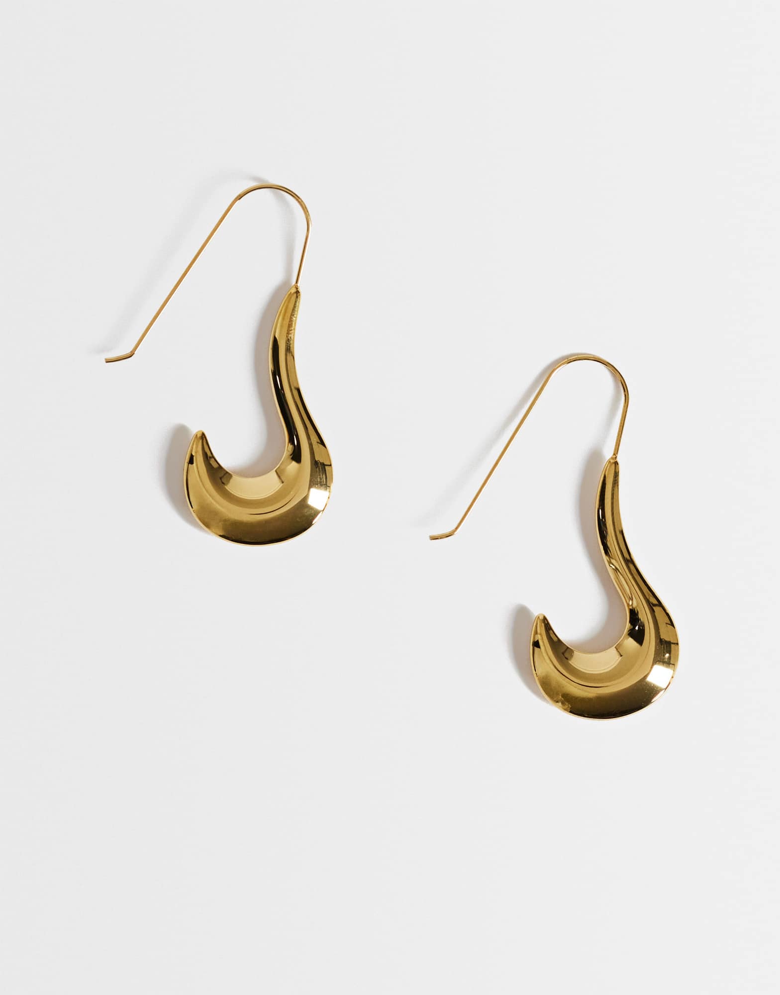 Topshop Claudia waterproof wavy drop hoop earrings in stainless gold