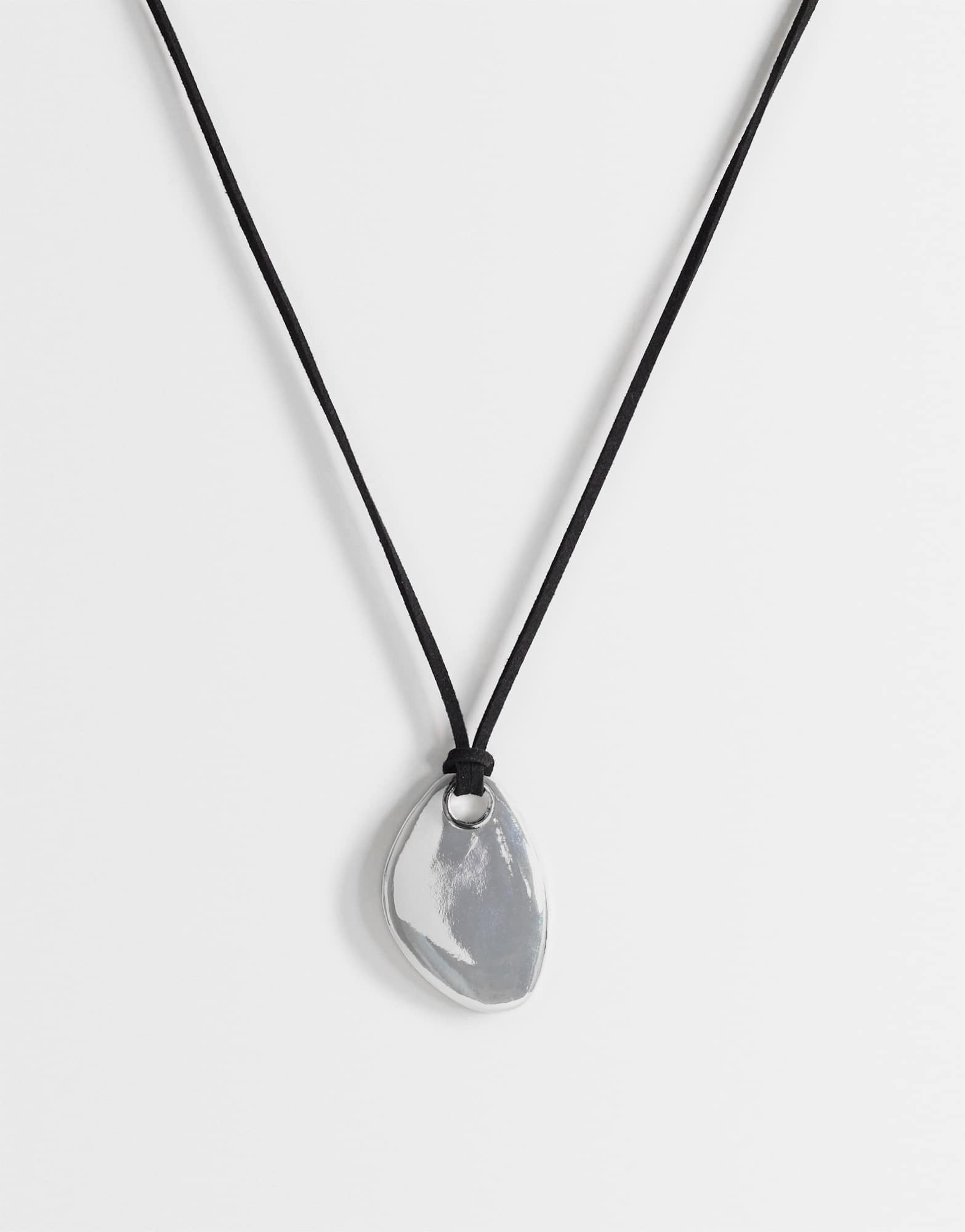 Topshop Leila cord necklace with pendant in silver and black