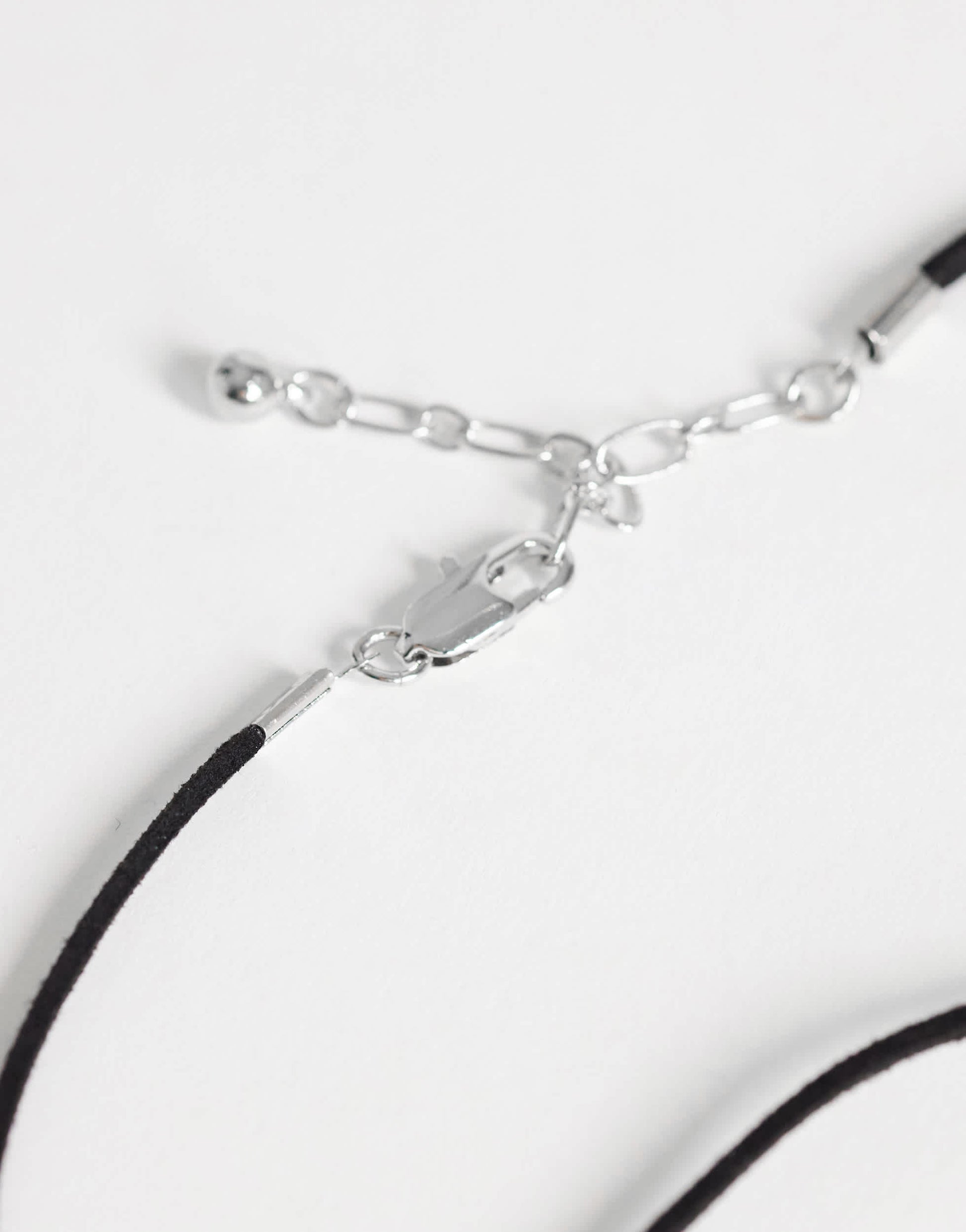 Topshop Leila cord necklace with pendant in silver and black