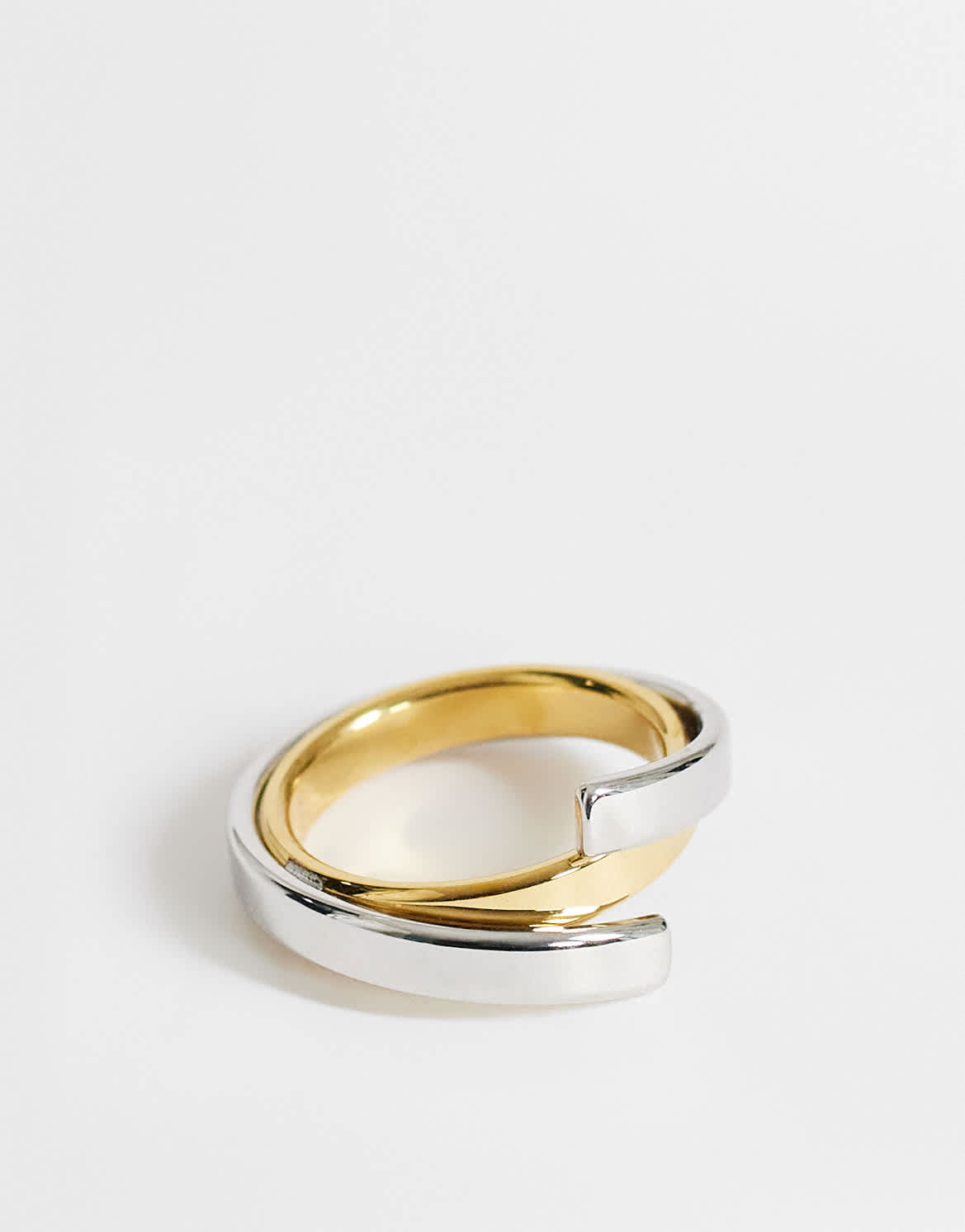 Topshop Ruth waterproof overlapping ring in stainless silver