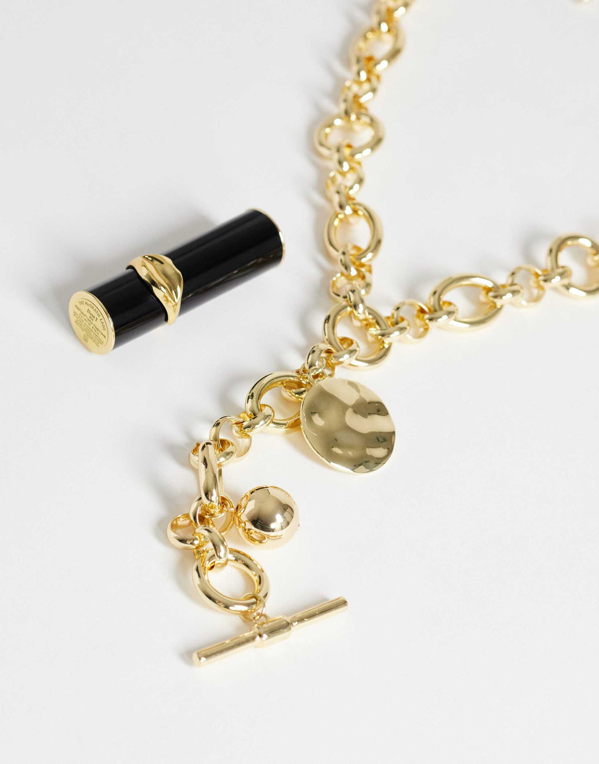 Topshop Lana oversized chain necklace with charms in gold tone