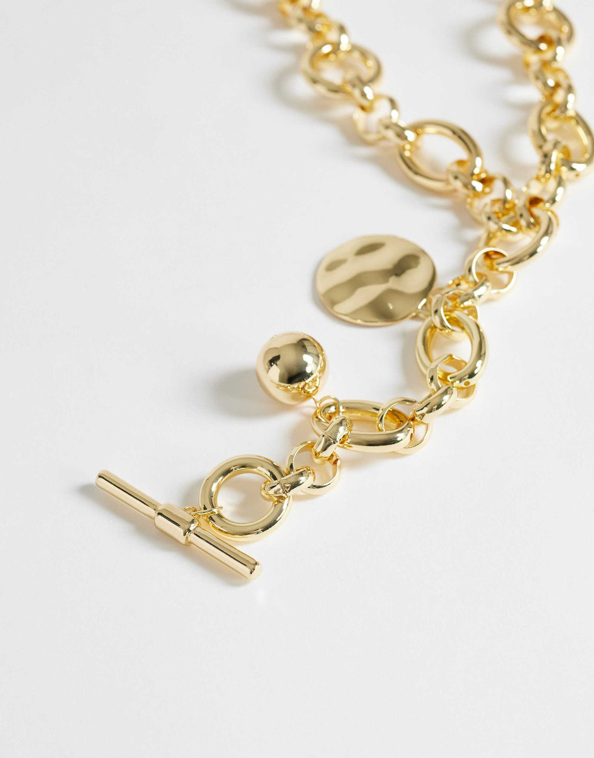 Topshop Lana oversized chain necklace with charms in gold tone
