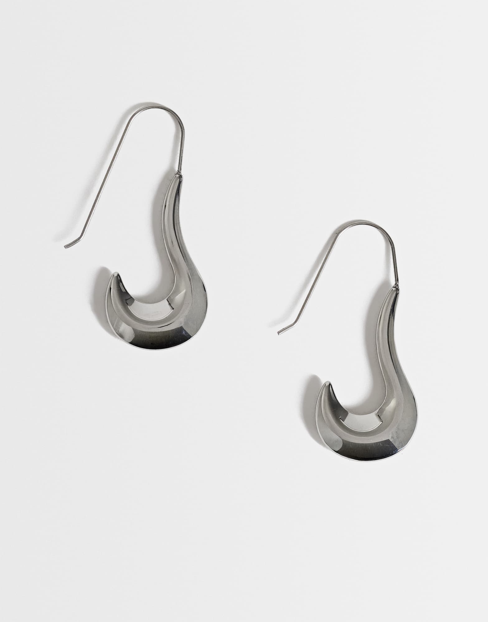 Topshop Claudia waterproof wavy drop hoop earrings in stainless silver