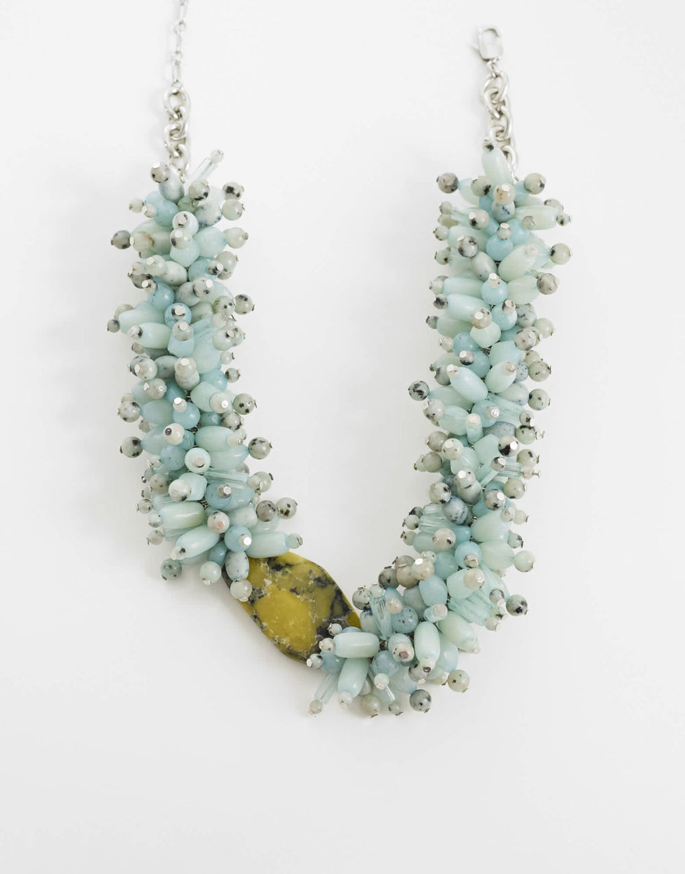 Topshop Collier semi-précieux Lillian avec perles fantaisie argentées et bleues