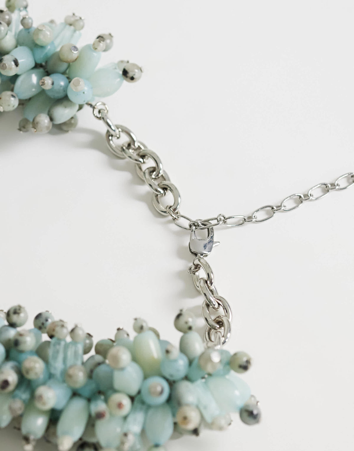 Topshop Lillian statement semi precious beaded necklace in silver and blue