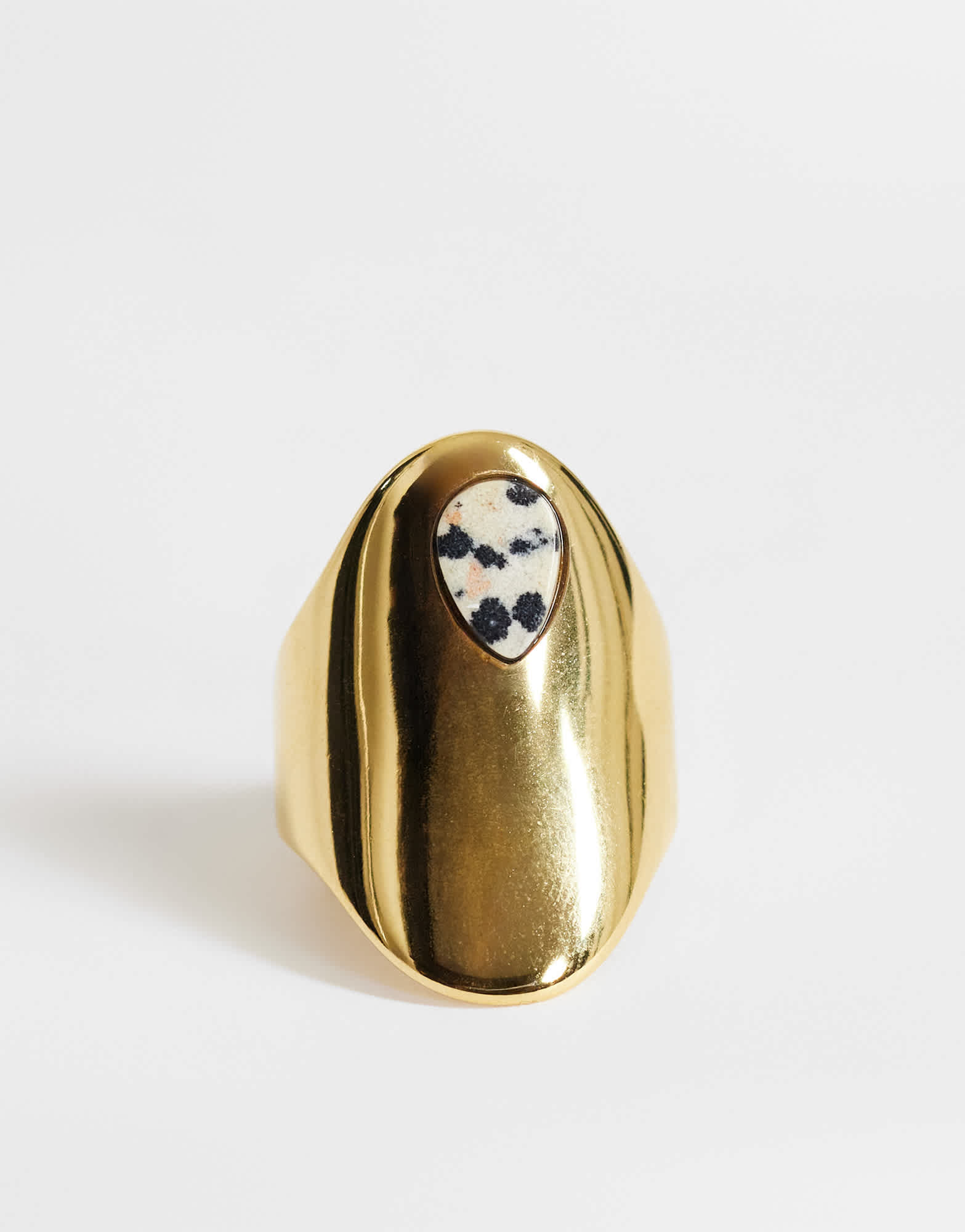 Topshop River ring with stone in stainless gold