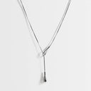 Topshop Lucas waterproof teardrop lariat necklace in stainless silver
